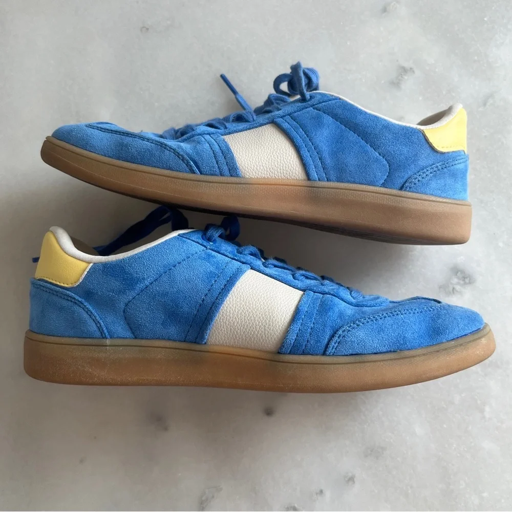 Zara Women 38 US 7.5 Sneakers Blue Suede Gum - Picture 2 of 9